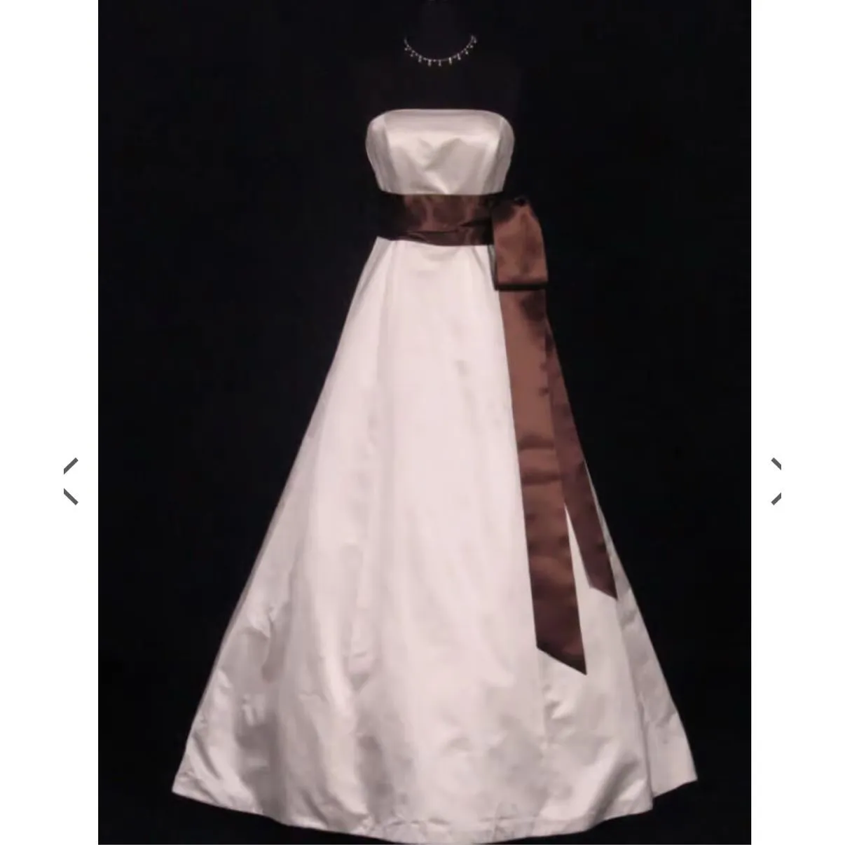 NWT Bill Levkoff Removable Strap Champagne Beige Sable Satin Sash Formal Dress G - Image 3