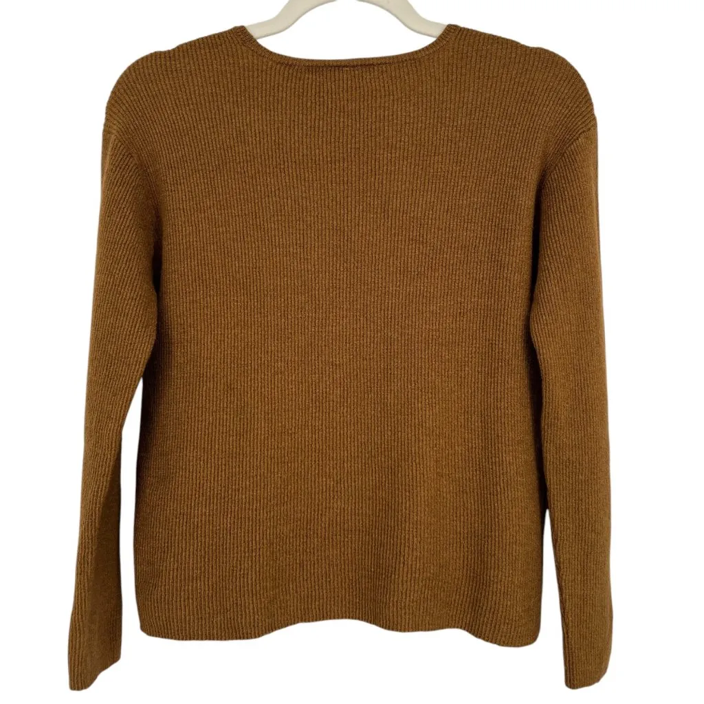 John Varvatos Womens Merino Wool Silk Blend Ribbed Knit Sweater Brown Sd Medium - Image 7