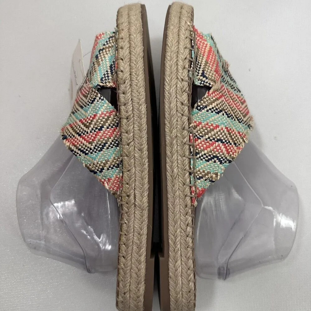 Universal Thread Sandals Sonya Coral Woven Slide Beachy Straw Vacation Boho 9.5 - Image 6