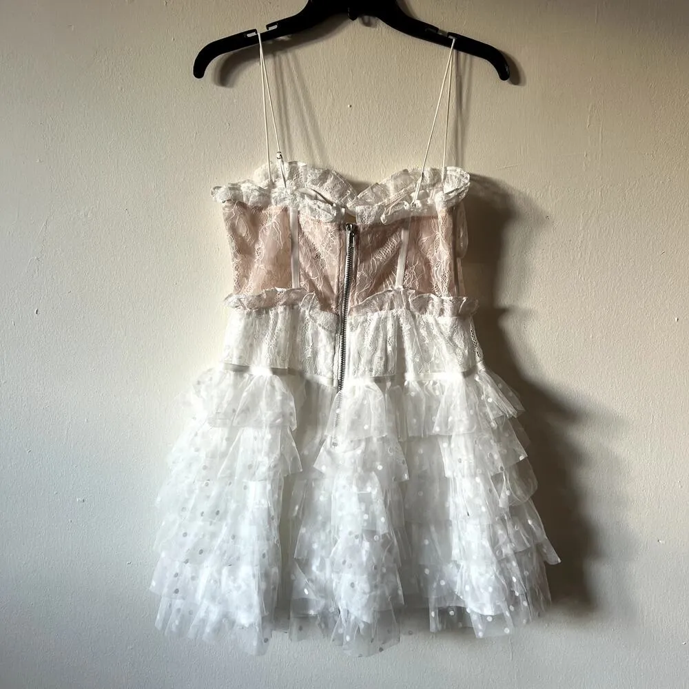 For Love & Lemons Jules Mini Dress in White Size S C0 - Image 4