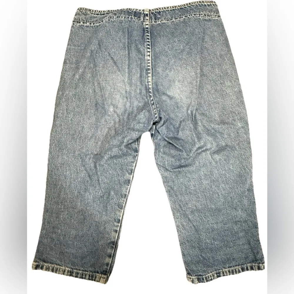 Vintage Y2K LEI Crop Capri Jeans Size 5 Lace Front 100% Cotton Blue - Image 4
