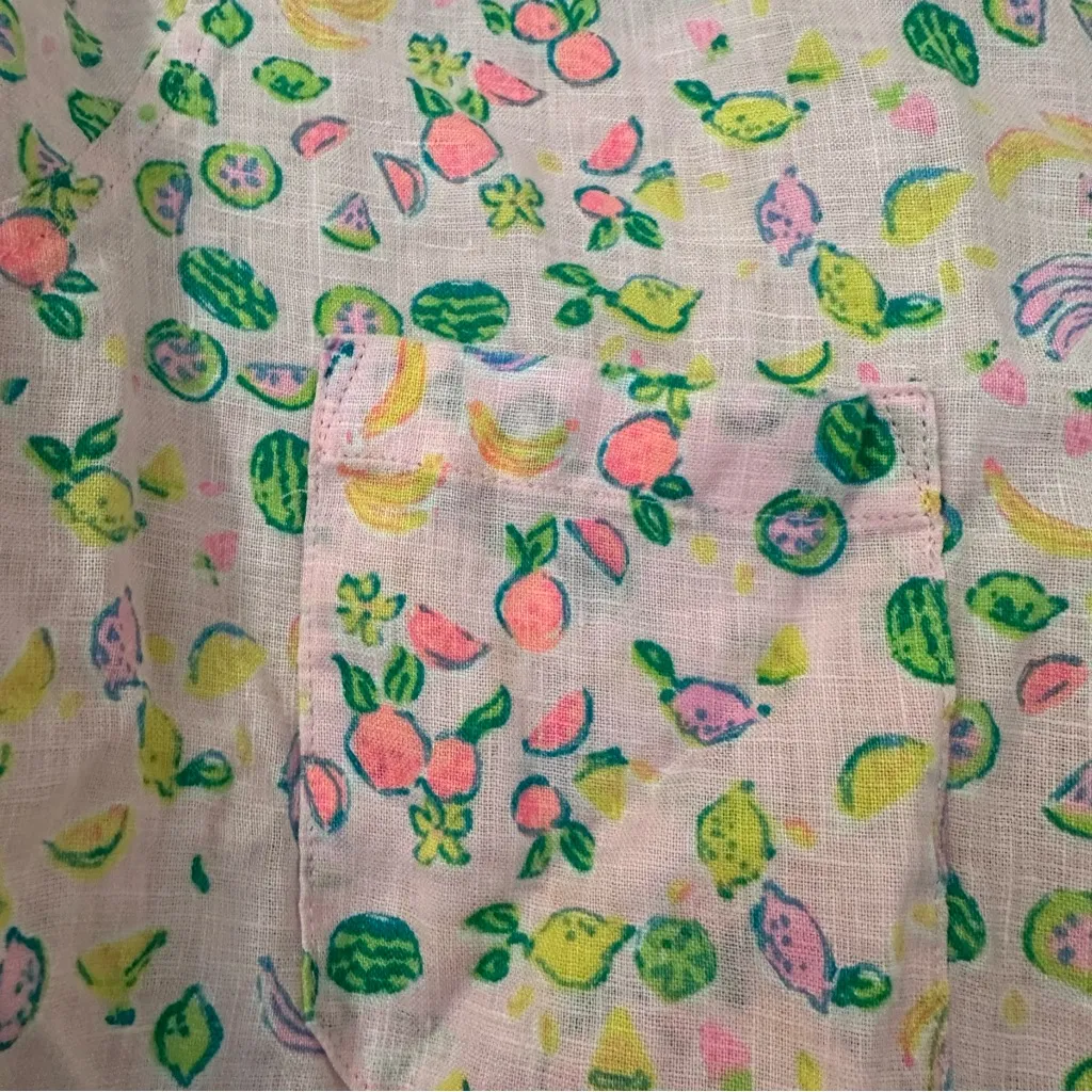 Lilly Pulitzer Seaview Button Down Lil Juicy Fruit Womens Small Pink - Image 7