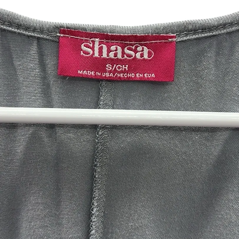 Shasa Gray Ruched Dolman Batwing Tunic Top Womens Small - Image 8