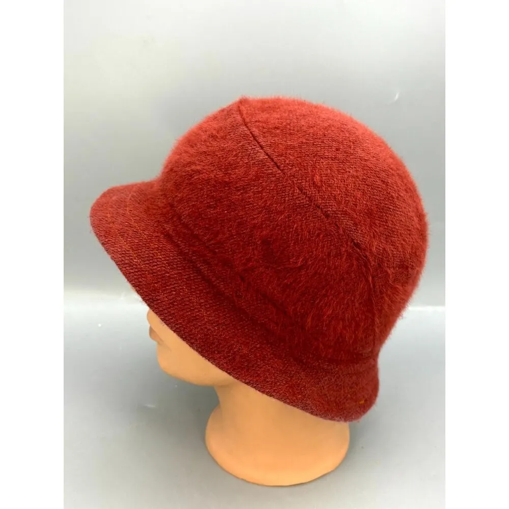 Vintage Fluffi by Marida Bowler Hat Women’s One Size Red Classic Felt Style - Image 4
