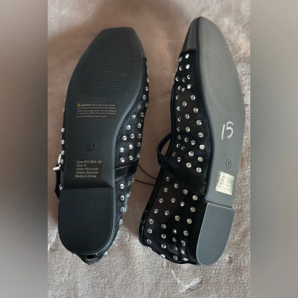 New York & Company Black Flats with Studded Decoration and Mary Jane Strap Size9 - Image 4