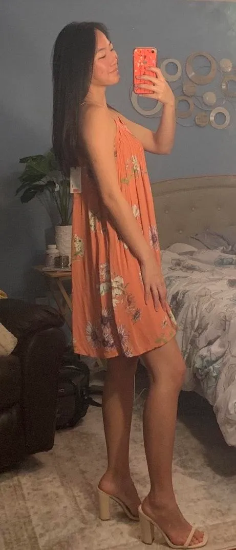 Orange Floral Dress - Image 3