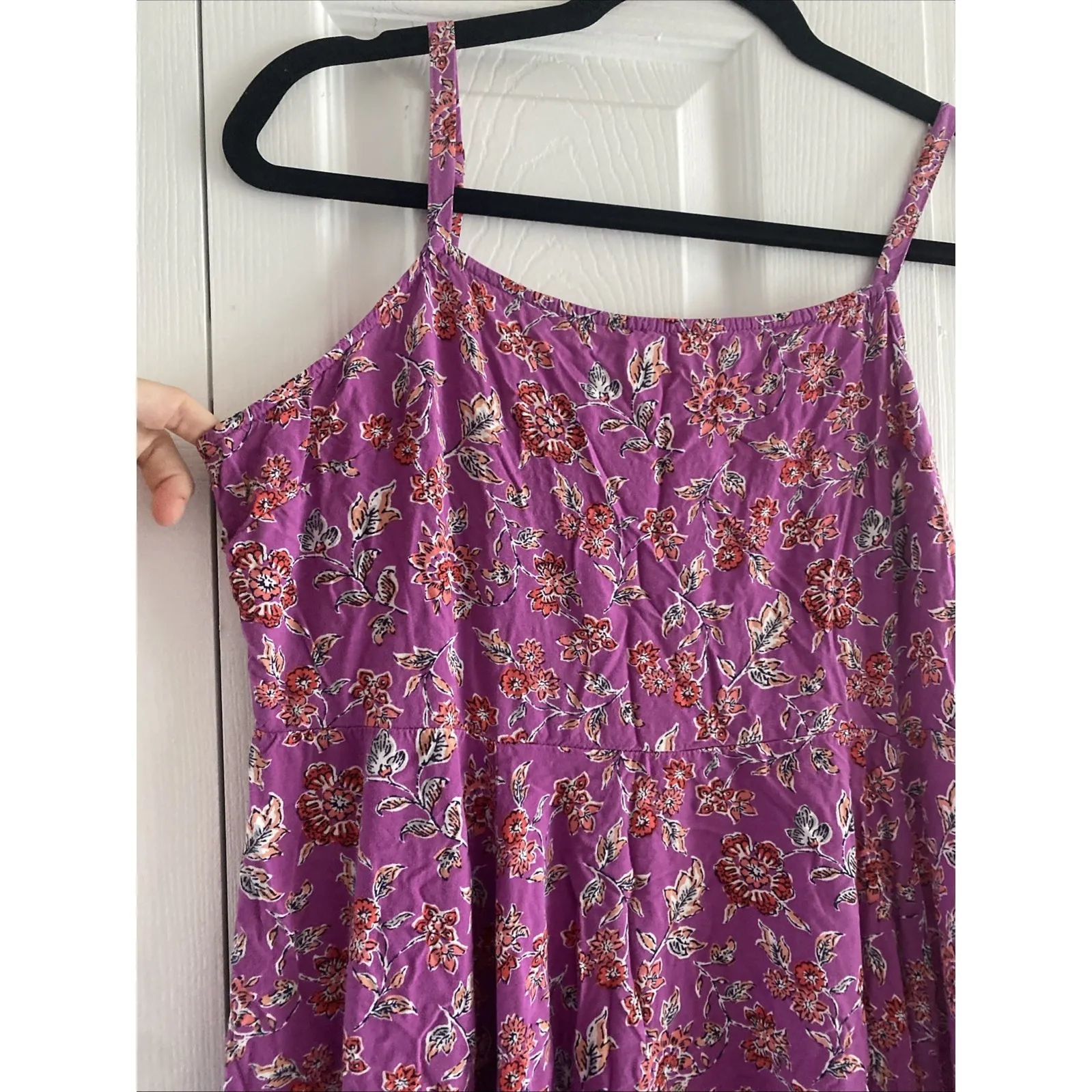 Gap Womens Medium Purple Babydoll Skater Dress Floral Mini - Image 2