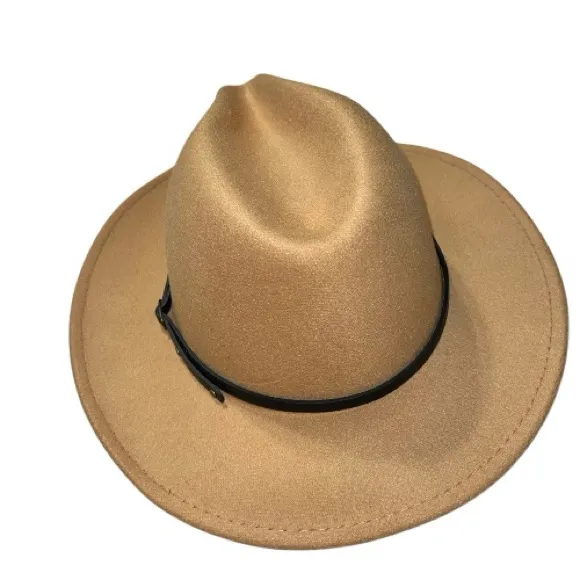 Stylish Tan Fedora Hat with Black Band - Image 5