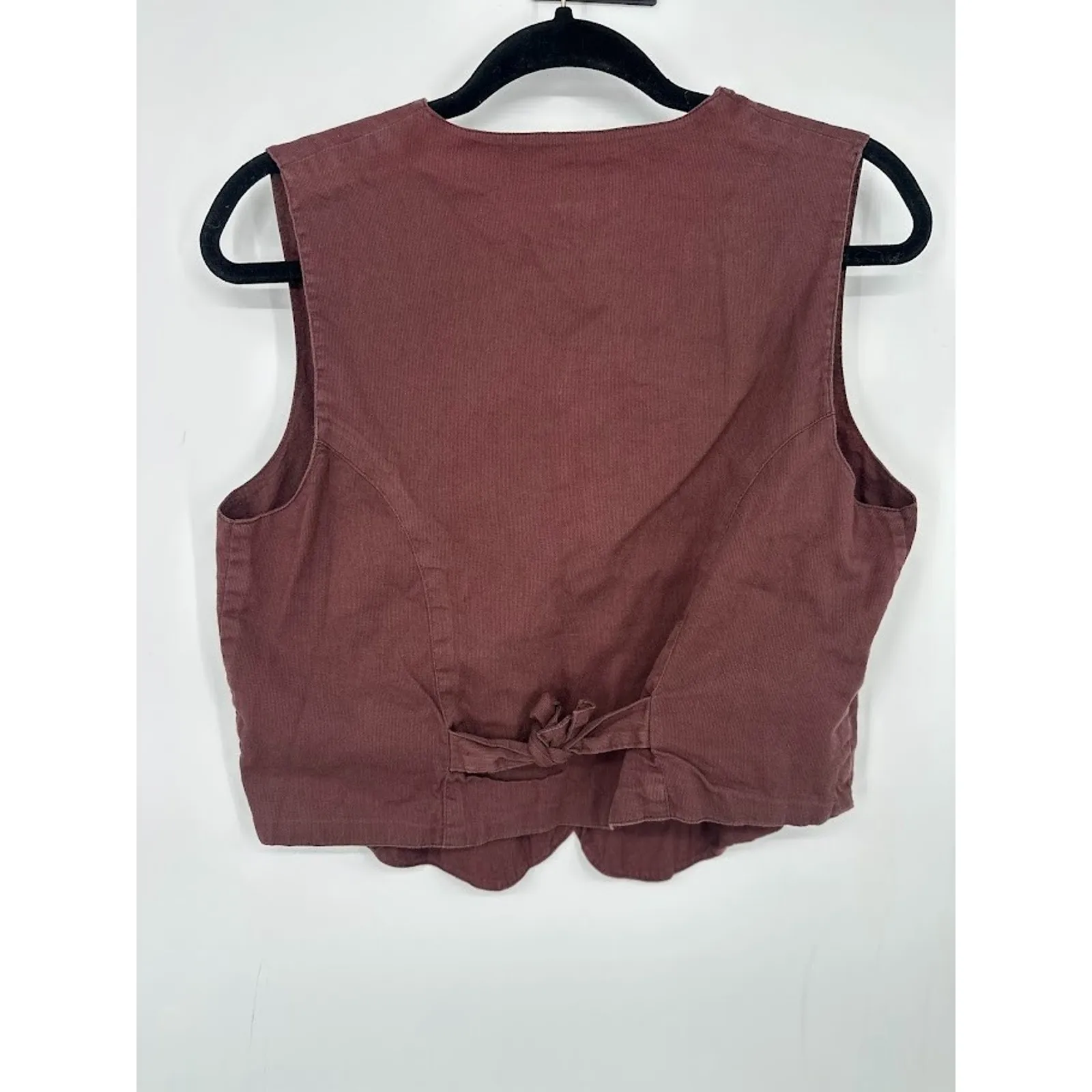 Vintage Vest Womens Small Brown Embroidered Earthy Forest Floral Boho Cottage - Image 3