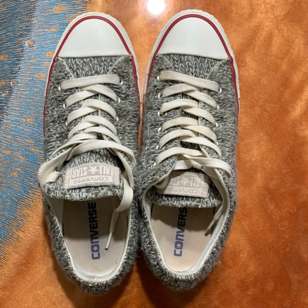 Converse All Star Sweater Knit Gray Low Top Sneakers - Image 4
