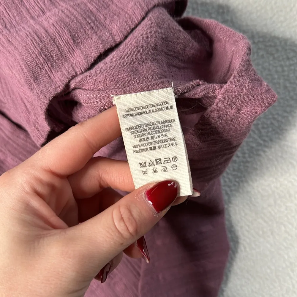 Free People Carter Dobby Purple Lace Boho Button Down Top - Image 6