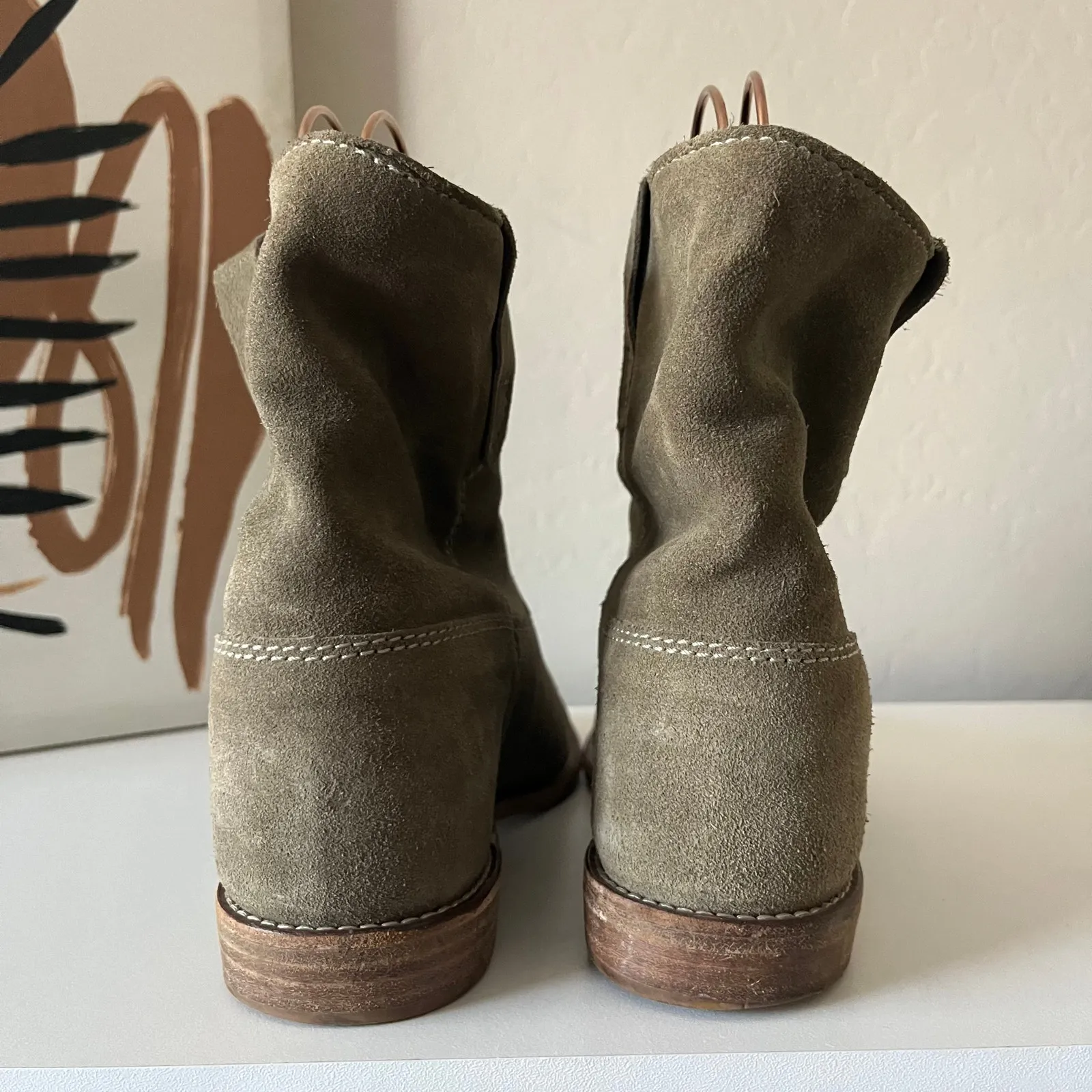 Isabel Marant Crisi Olive Green Suede Leather Ankle Boots Women’s Size 37 - Image 5