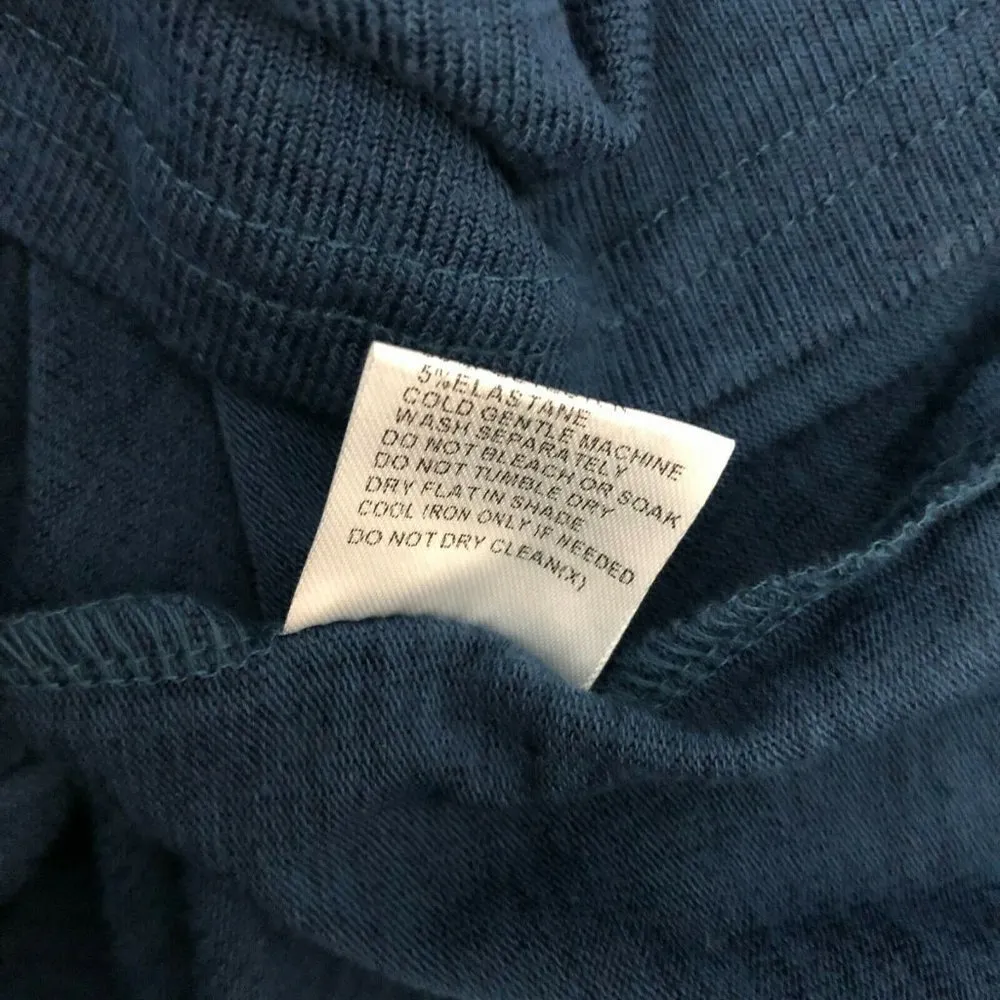 Papillon Shift Dress 3/4 Sleeve Pockets Scoop Neck Scarf Blue Size M - Image 5