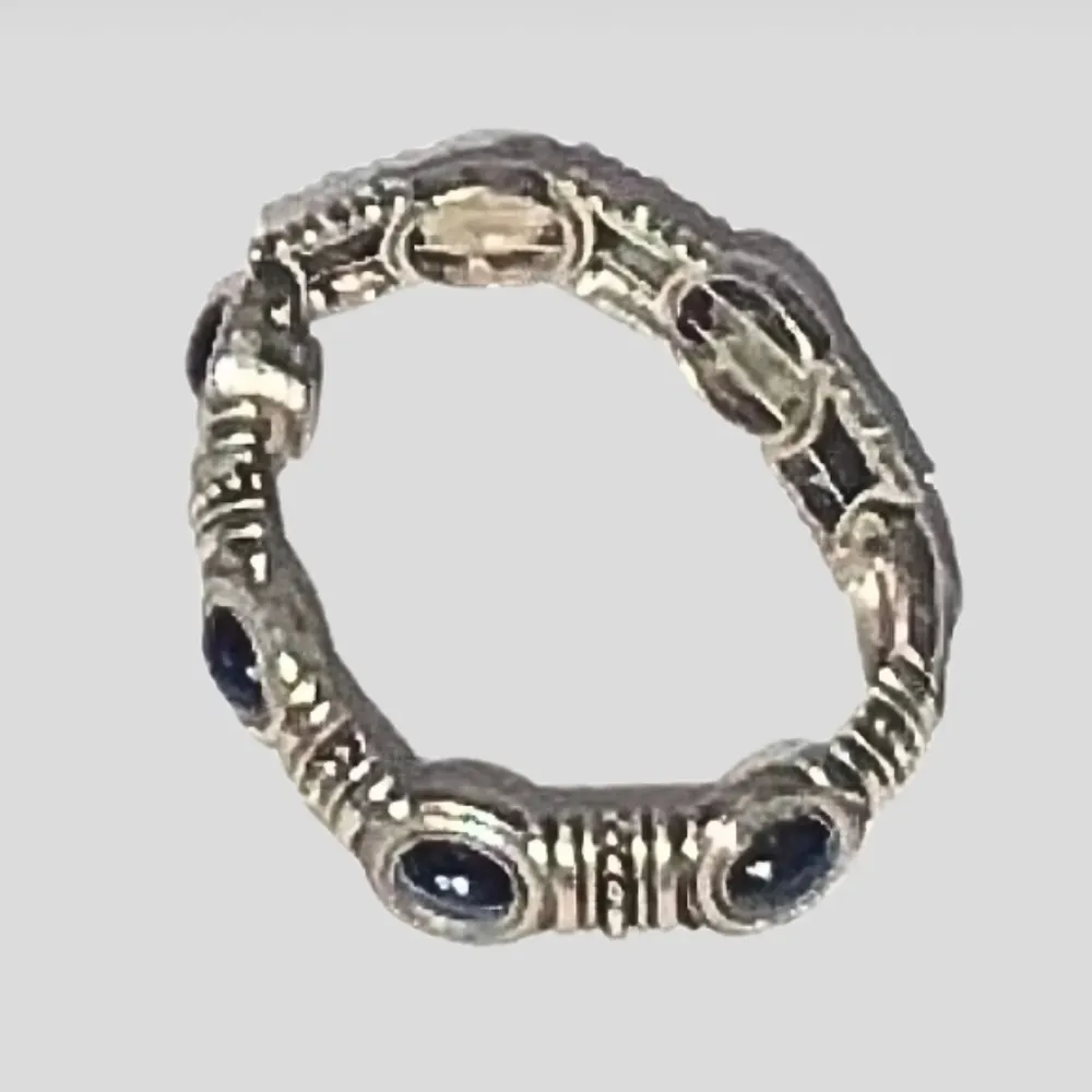 Vintage Jewelry Set Necklace Bracelet Earring Bead Metal Cord Black Silver - Image 3