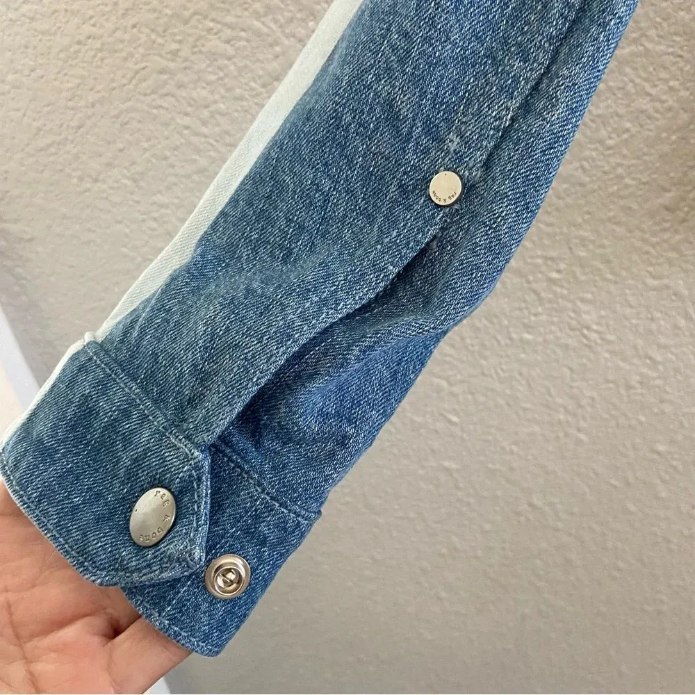 Rag and Bone  Nico Jacket Size Medium Two-Tone Denim‎ - Image 4
