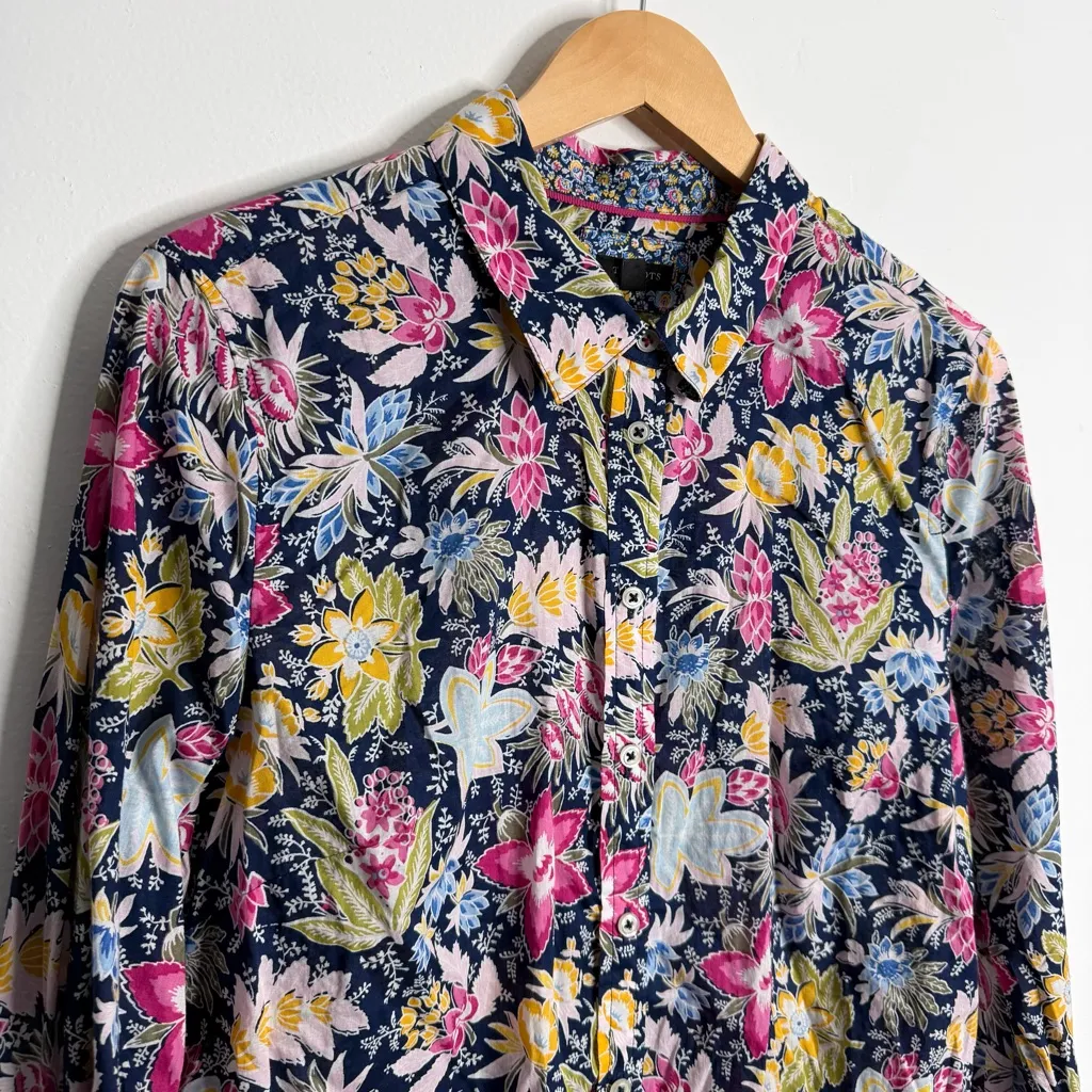 Talbots Cotton Button Front Shirt Lush Garden Large‎ Long Sleeves Multicolor - Image 6