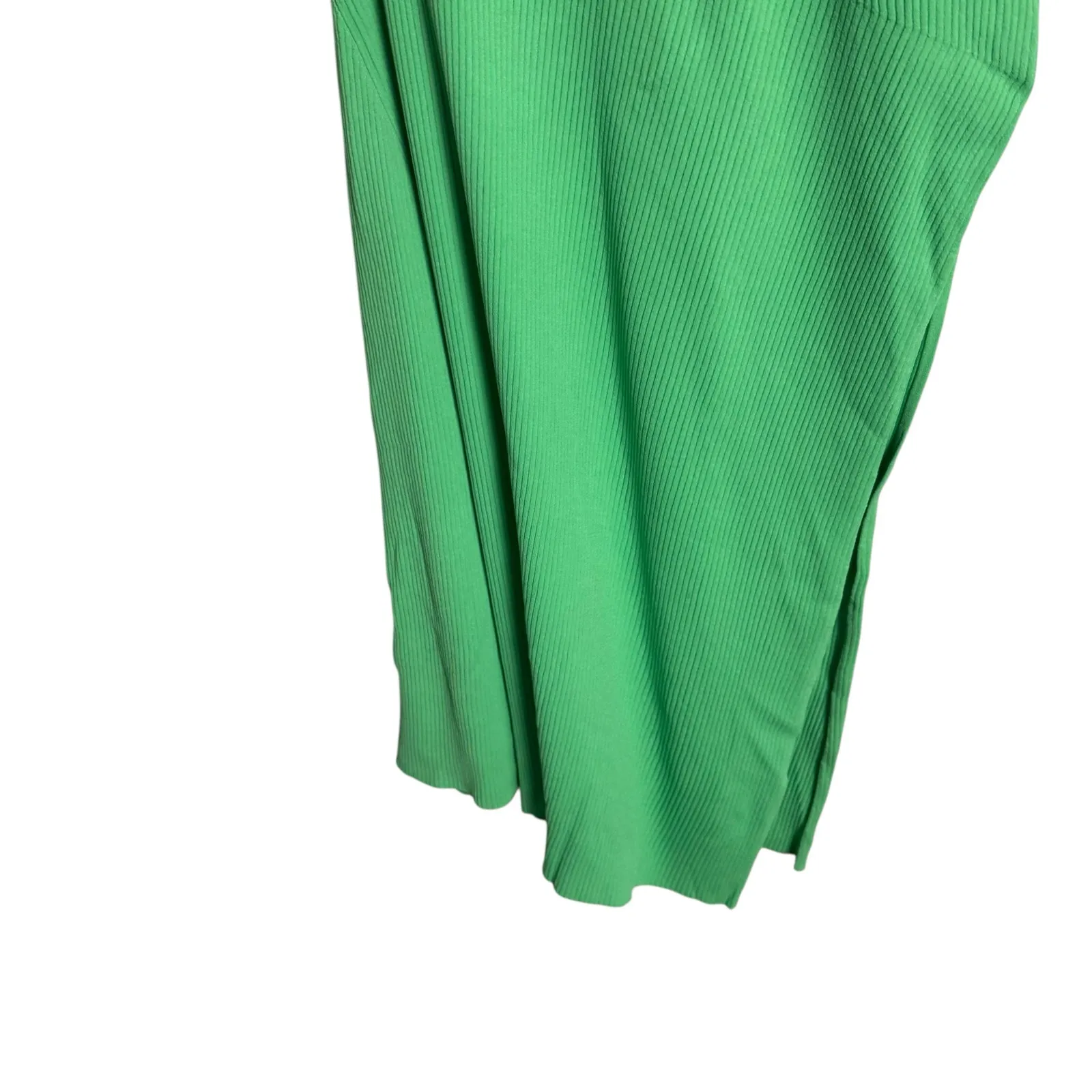 A.L.C. Clara Green Long Sleeve Square Neck Rib Knit Asymmetrical Midi Dress XS - Image 10