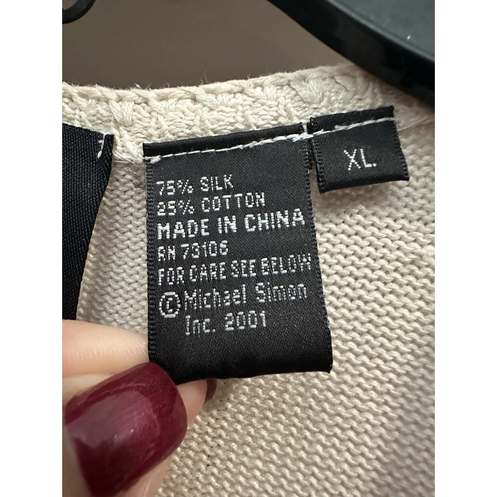 Michael Simon Sweater Women's XL Fourth of July Silk Beaded Button Up #M9 - Image 4