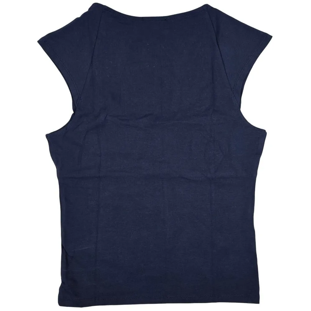 J.Crew  Squareneck cap-sleeve top in stretch cotton blend Navy M NWT - Image 2