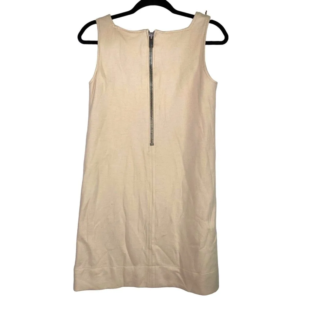 Diane Von Furstenberg‎ Cream Wool Blend Shirt Dress Back Zipper Size 4 - Image 2