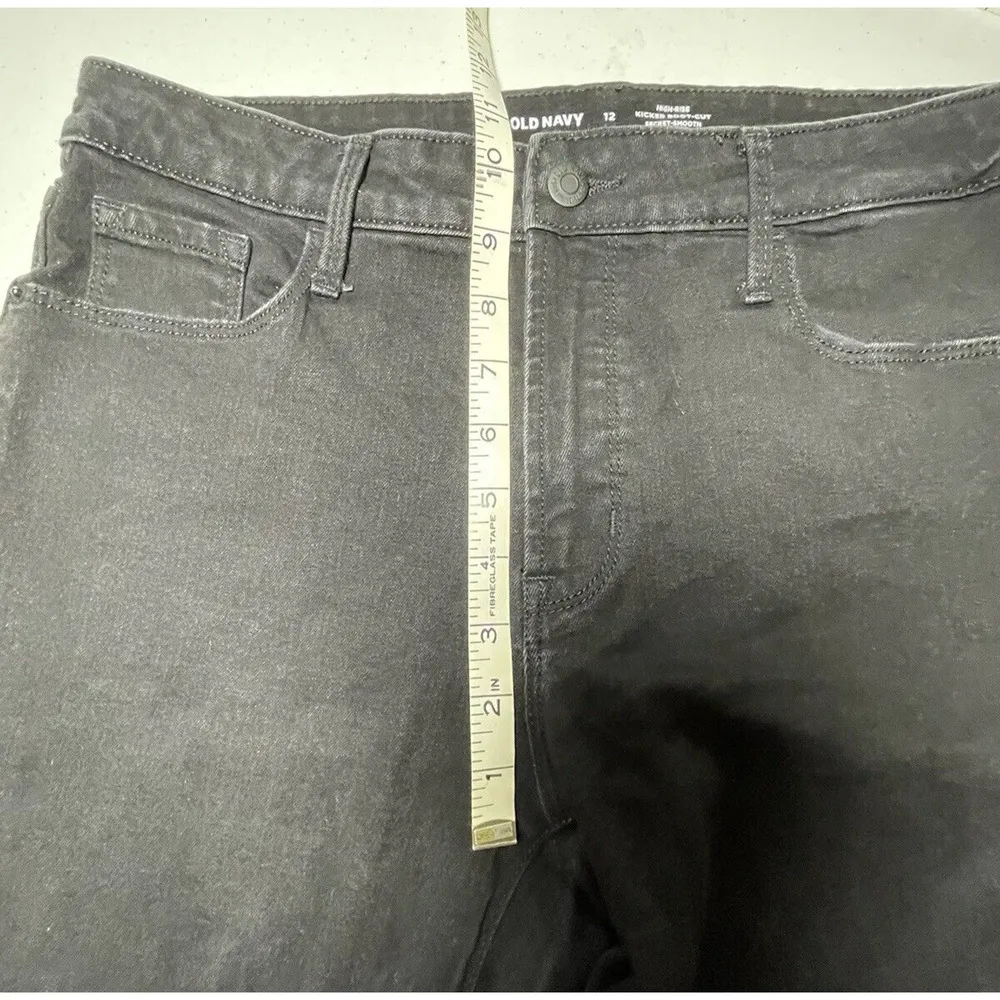Old Navy High Rise Kicker Boot Cut Jeans Size 12 Womens Black Denim Womens - Image 8