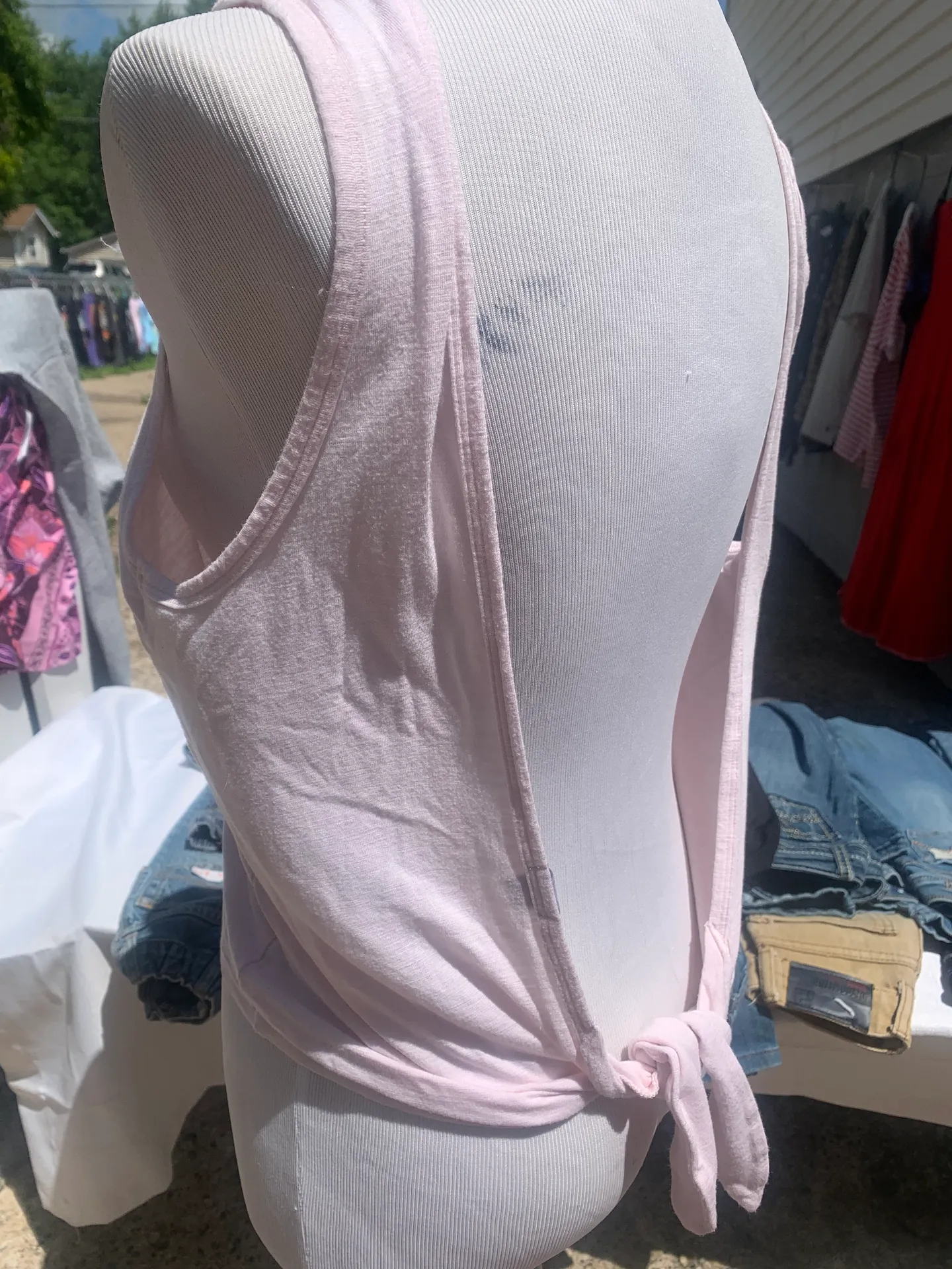 Baby Pink Open Back Tank Top - Image 7