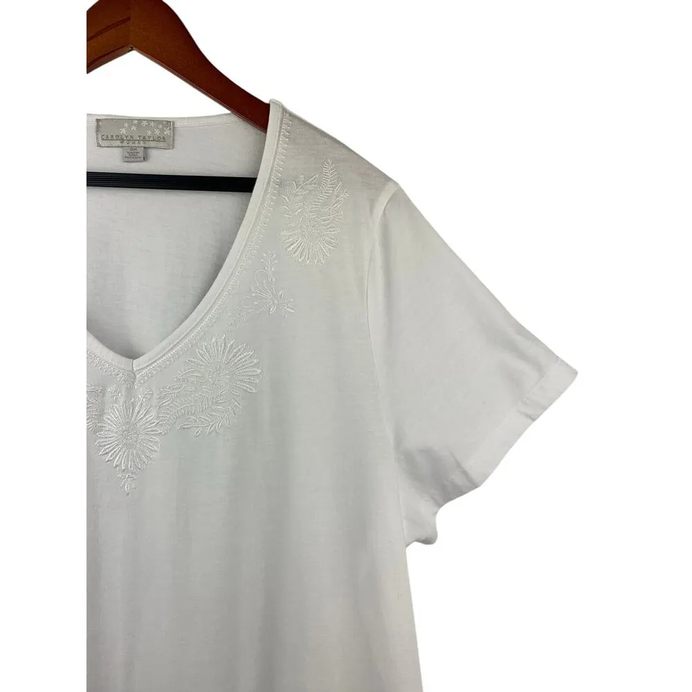 Women's Carolyn Taylor White Floral Shirt - Size 3, 100% Cotton - Image 4