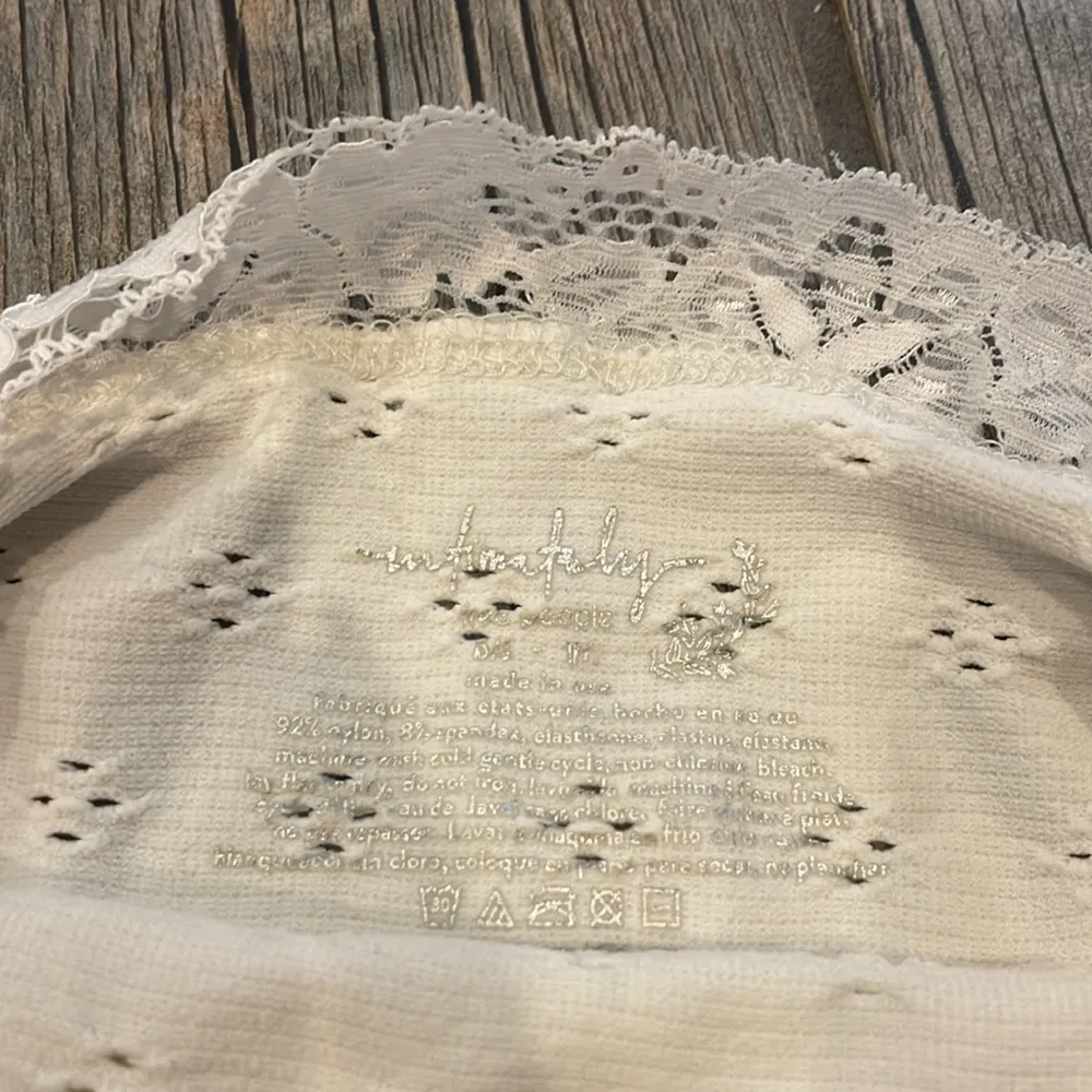 Free People Lace Trim Cream Tank Top - Image 4