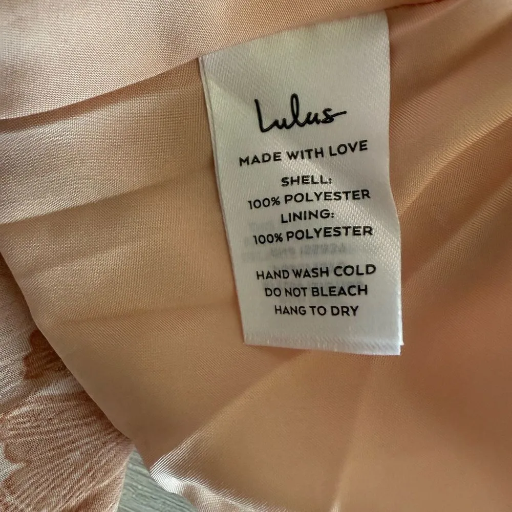 Lulus Love & Blooms Blush Floral Print Off Shoulder Dress M Peach NWT IN PKG - Image 9