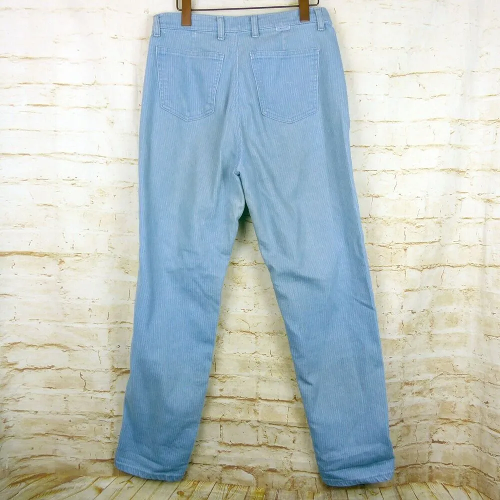 VTG Wrangler Jeans Womens Misses 14 R Blue Pinstripe High Waisted Retro USA Made - Image 2