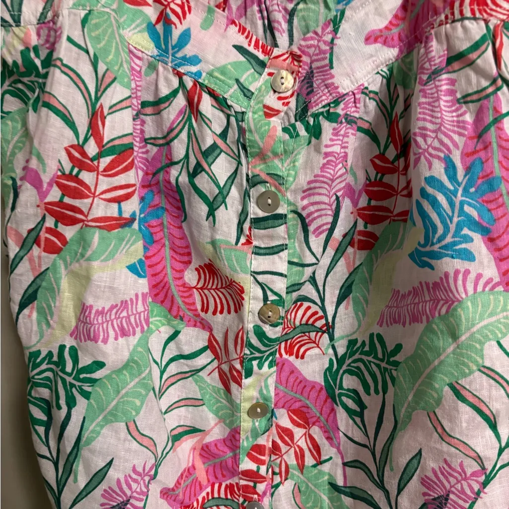 Cynthia Rowley Womens Tank Top Size Medium Linen Floral Tropical Hawaiian New - Image 6