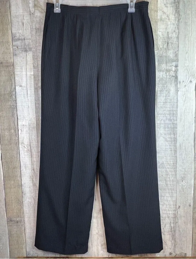Unbranded Size 16 Lined Black & Tan Pin Striped Dress Pants with Wide Leg - Image 2