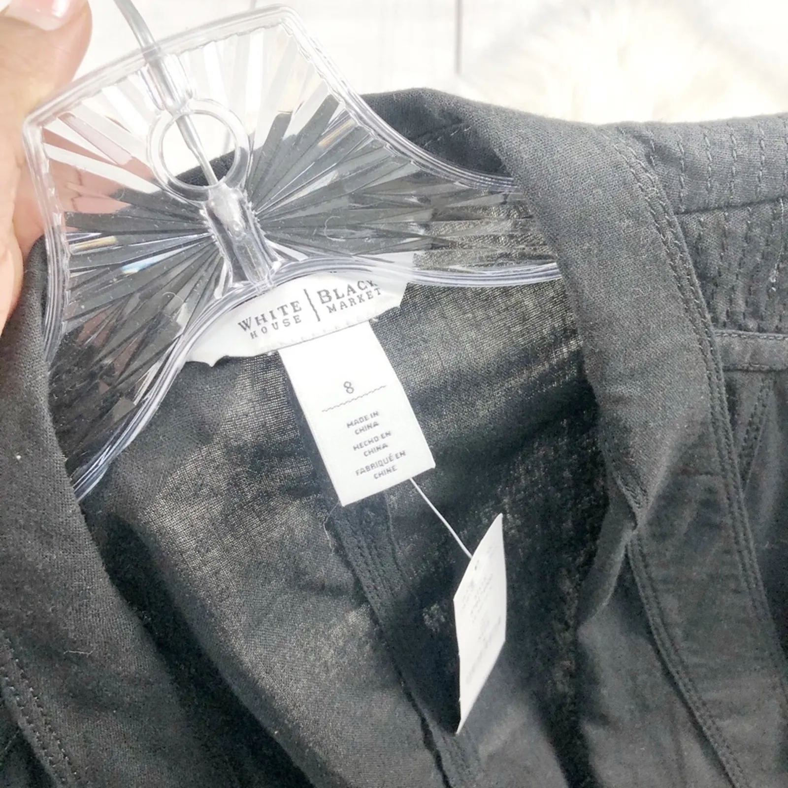 WHBM Black Linen Motorcycle Light shoulder Padding Jacket Size‎ 8 NEW - Image 4