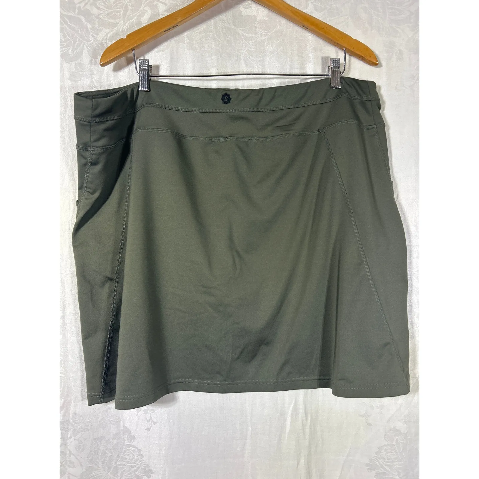 Sahalie Skort 1X Olive Green Long Shorts Skirt Pockets Drawstring - Image 8