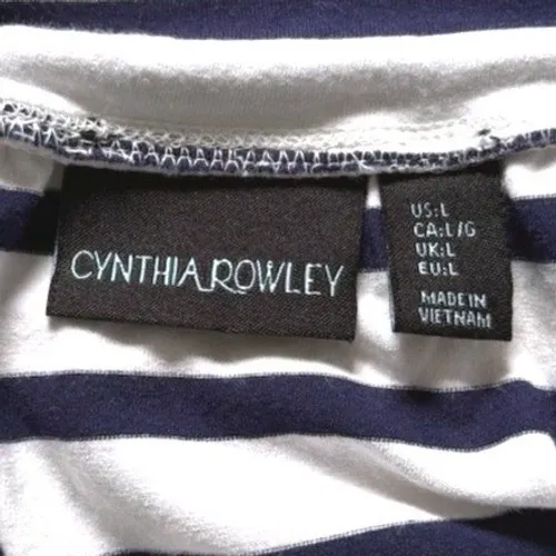 Cynthia Rowley Women's Maxi Skirt Size L Navy White Striped Colorblock Pink Hem - Image 3