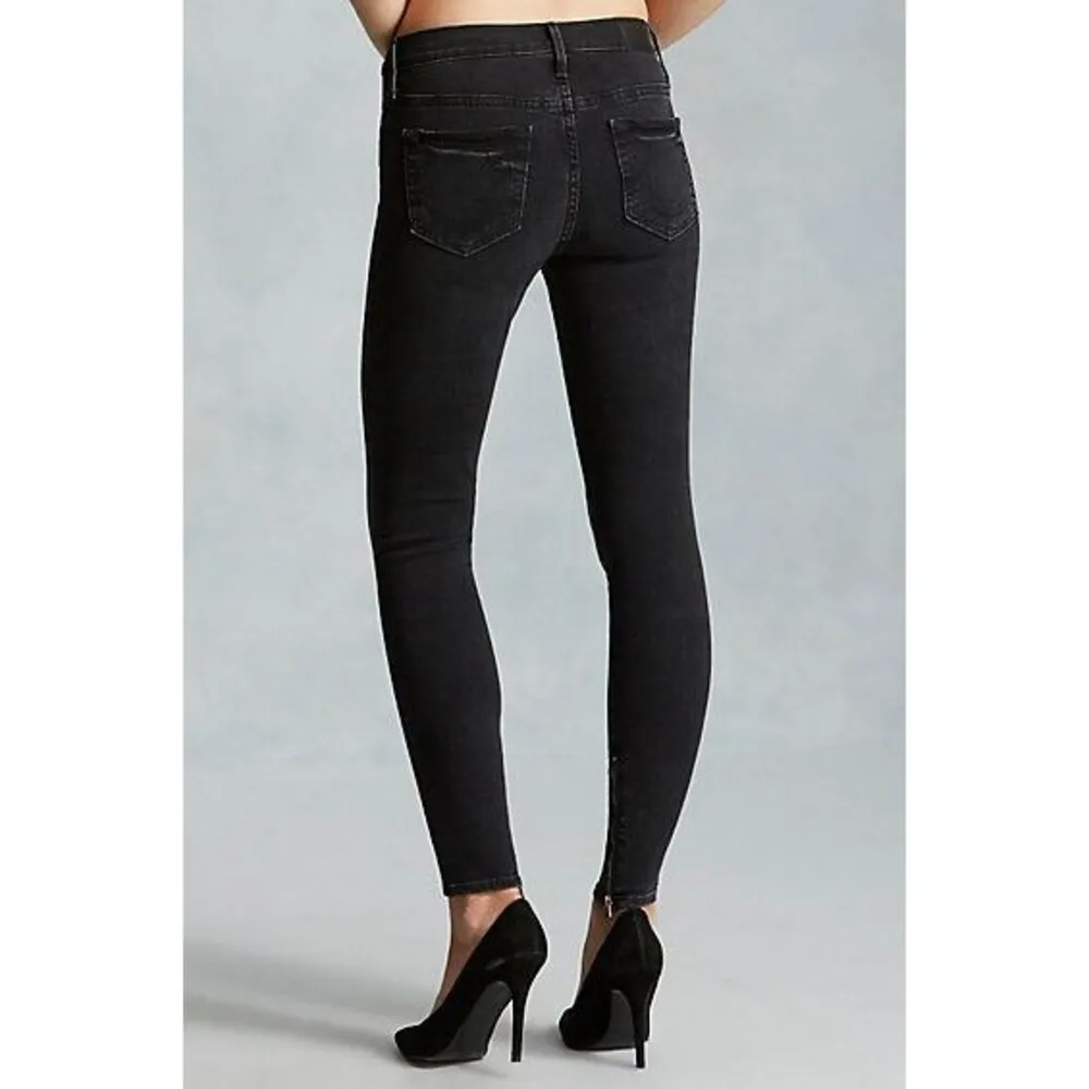 New $219 Womens 24 True Religion Brand Jeans NWT Halle Skinny Black Tar Ankle Zi - Image 2