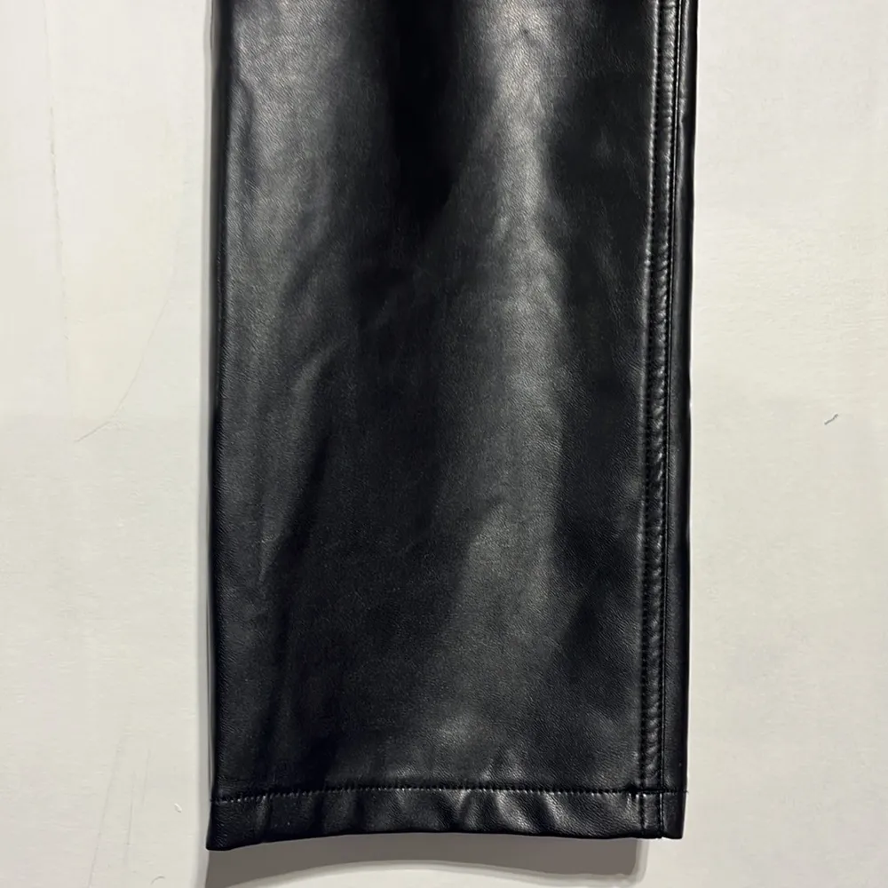 Abercrombie & Fitch Black Vegan Leather 90s Ultra High Rise Straight Leg Pants - Image 5