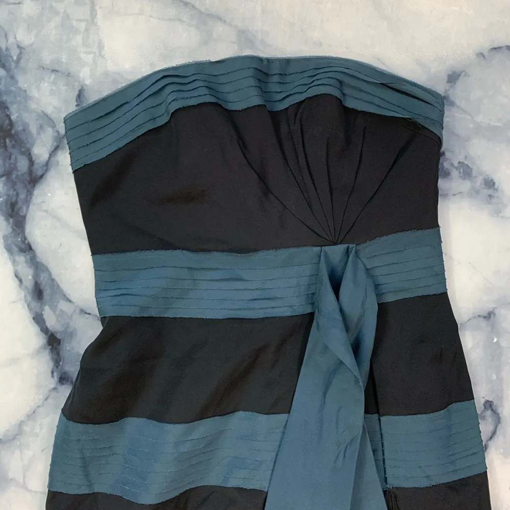 Anthropologie Hitherto Blue/Black Striped Strapless Dress w/Bow Size 4 - Image 5