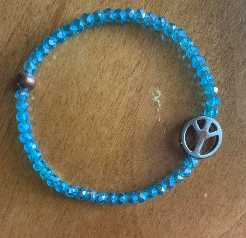 Peace Sign Bracelet Blue - Image 2