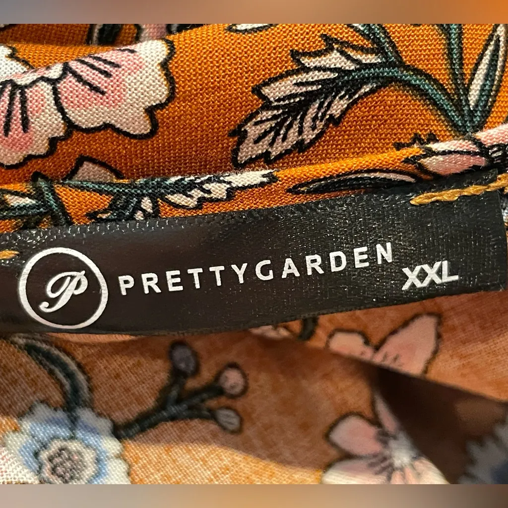 PrettyGarden Ruffle Cap Sleeve Floral Hi-Low‎ Maxi Dress Brown Size XXL (18) - Image 5