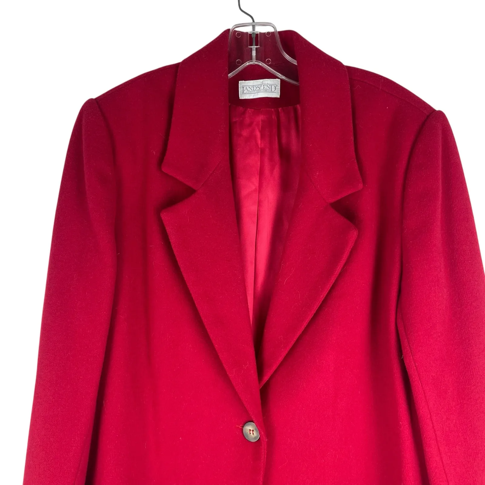 Lands' End  Wool Cashmere Blend One Button Blazer Jacket Red SIze 10 - Image 4