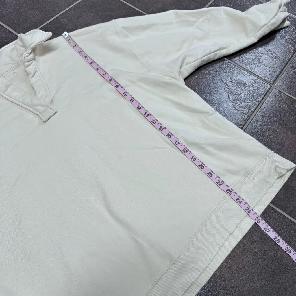 Daily Drills Oversized Collar Crew Polo Notch Sweatshirt Sand Beige XS/S - Image 9