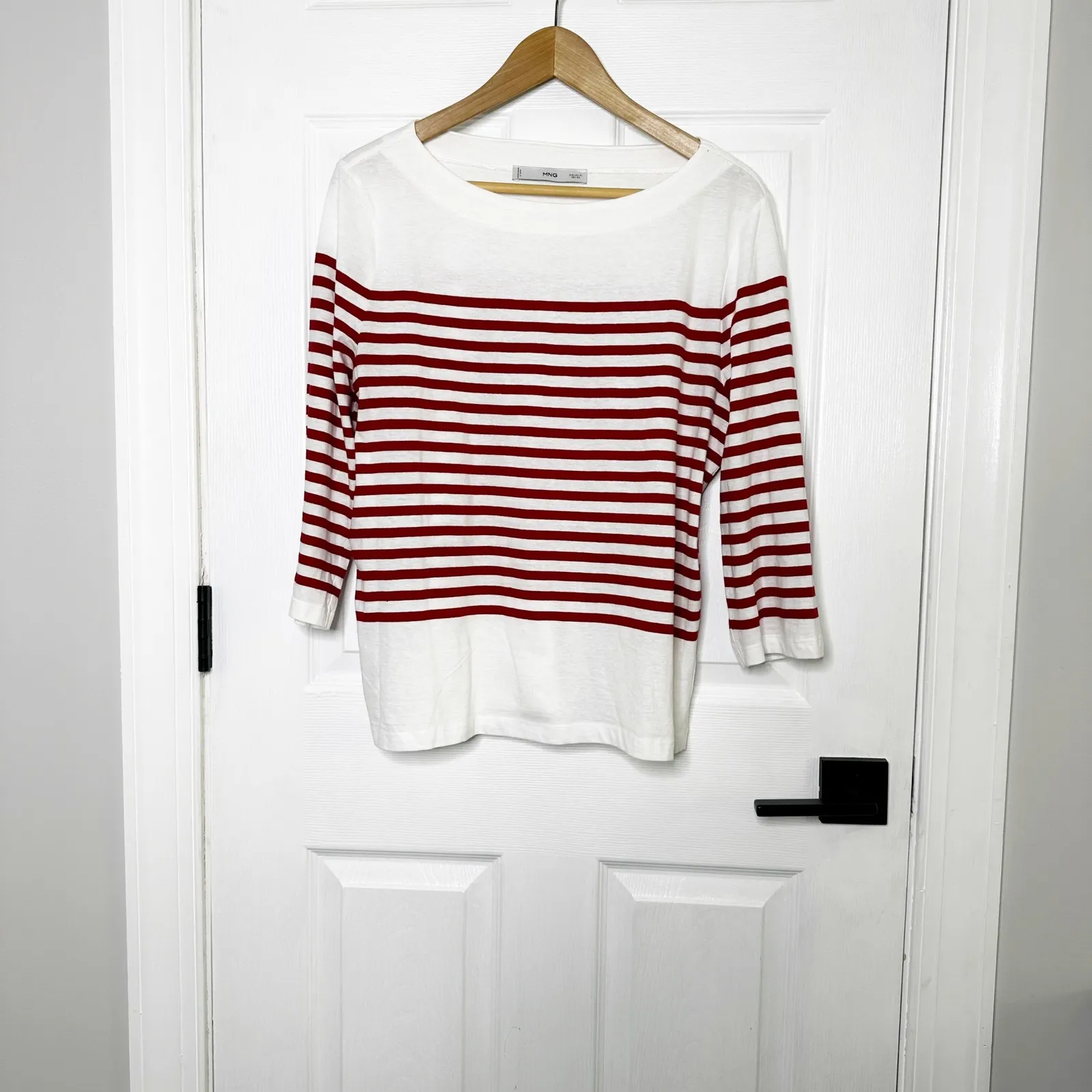 MNG Mango Cotton Striped Top XL Nautical Breton Long Sleeve‎ T - Image 2