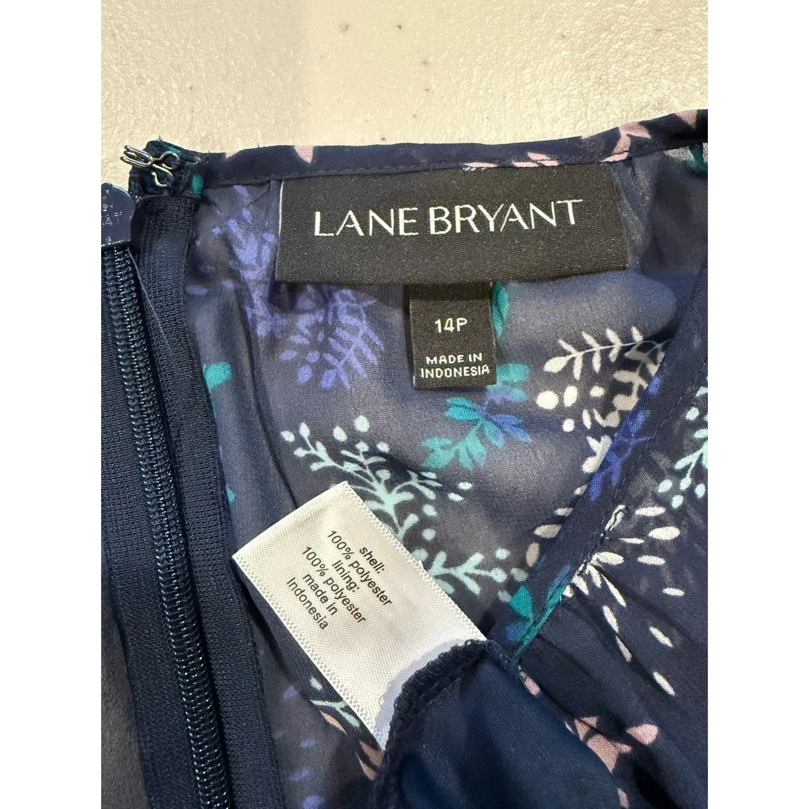 Lane Bryant Dress Womens 14P Floral Fit & Flare Lined 3/4 Sleeve Zip Party - Image 3