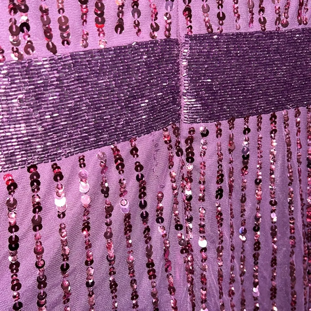 NWT  5720 - Mauve Sequined Wrap Over Bishop Long Sleeve Gown - Image 9