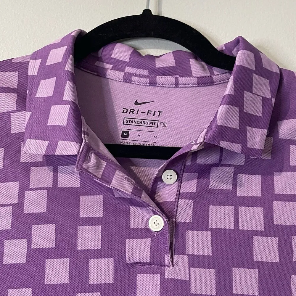 NIKE Women's Dri-FIT Grid Print Sleeveless Golf Shirt Medium Purple NEW Active - Image 4