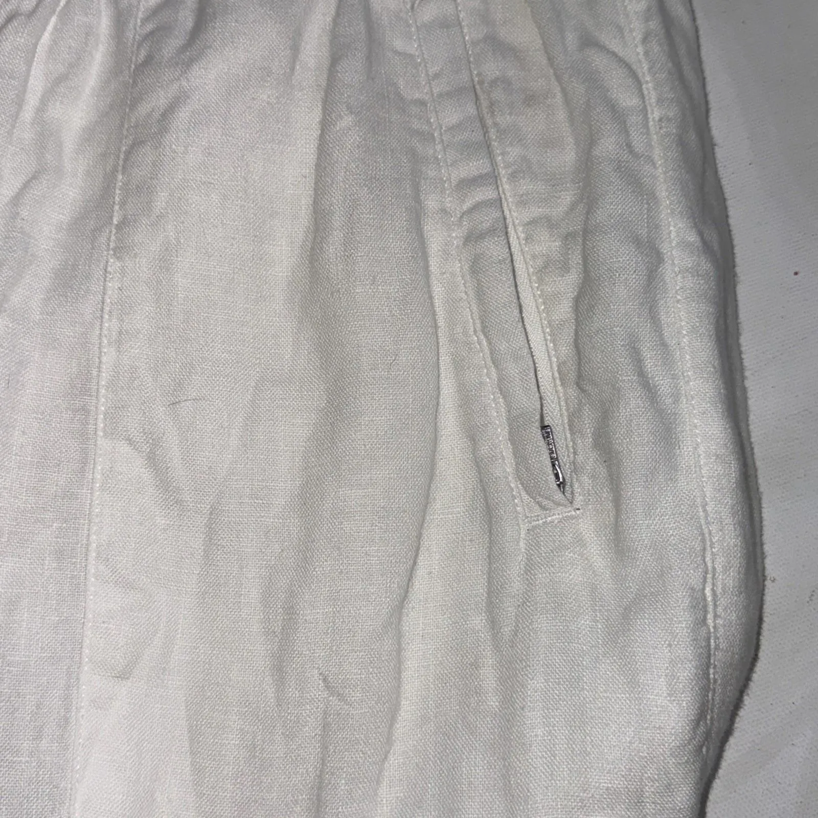 Athleta Cabo Linen Wide Leg White Elastic Minimalist Old Money Relaxed Pants 8 - Image 10