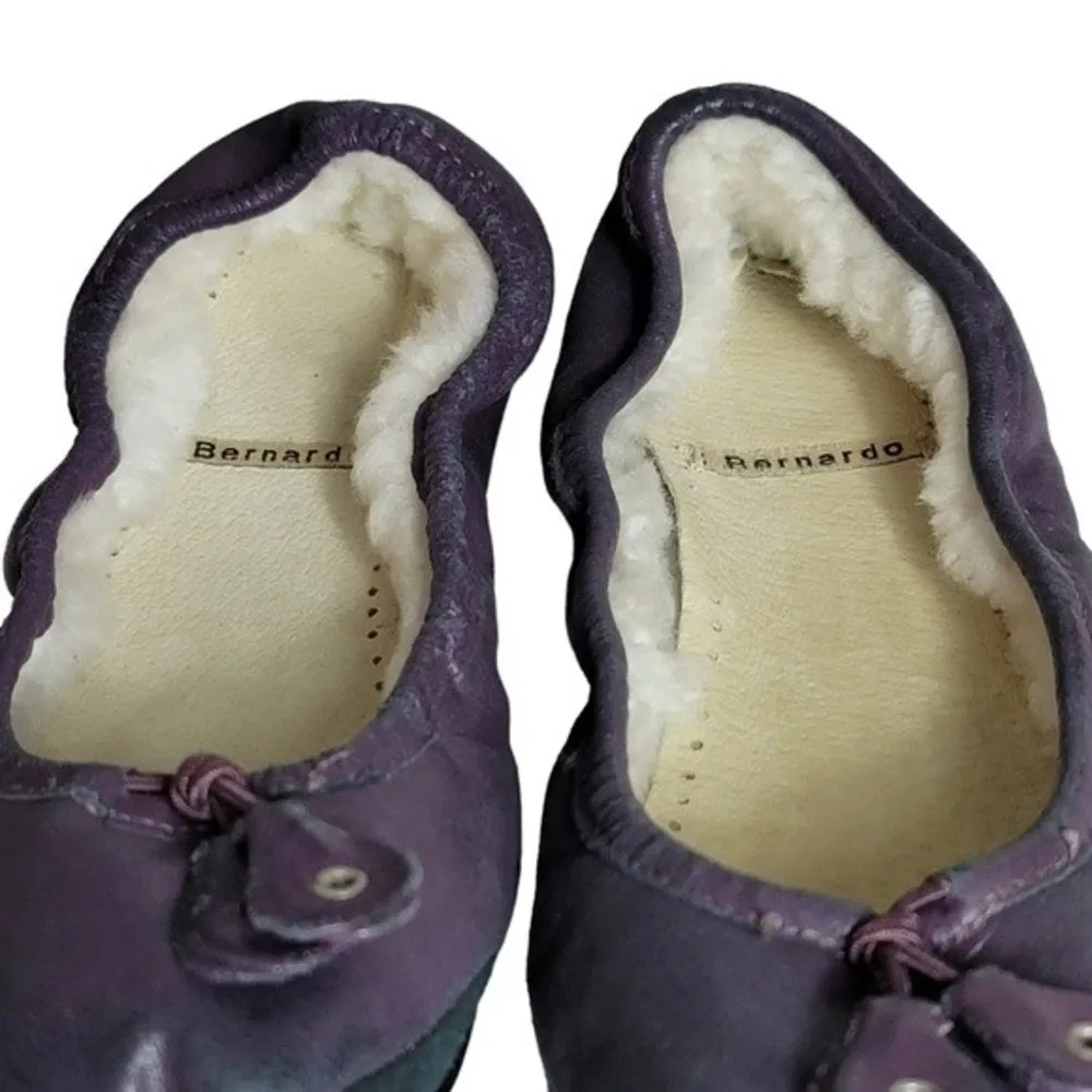 Bernardo Leather Flats Shearling Lined Ballerina Purple Sz 6M - Image 7