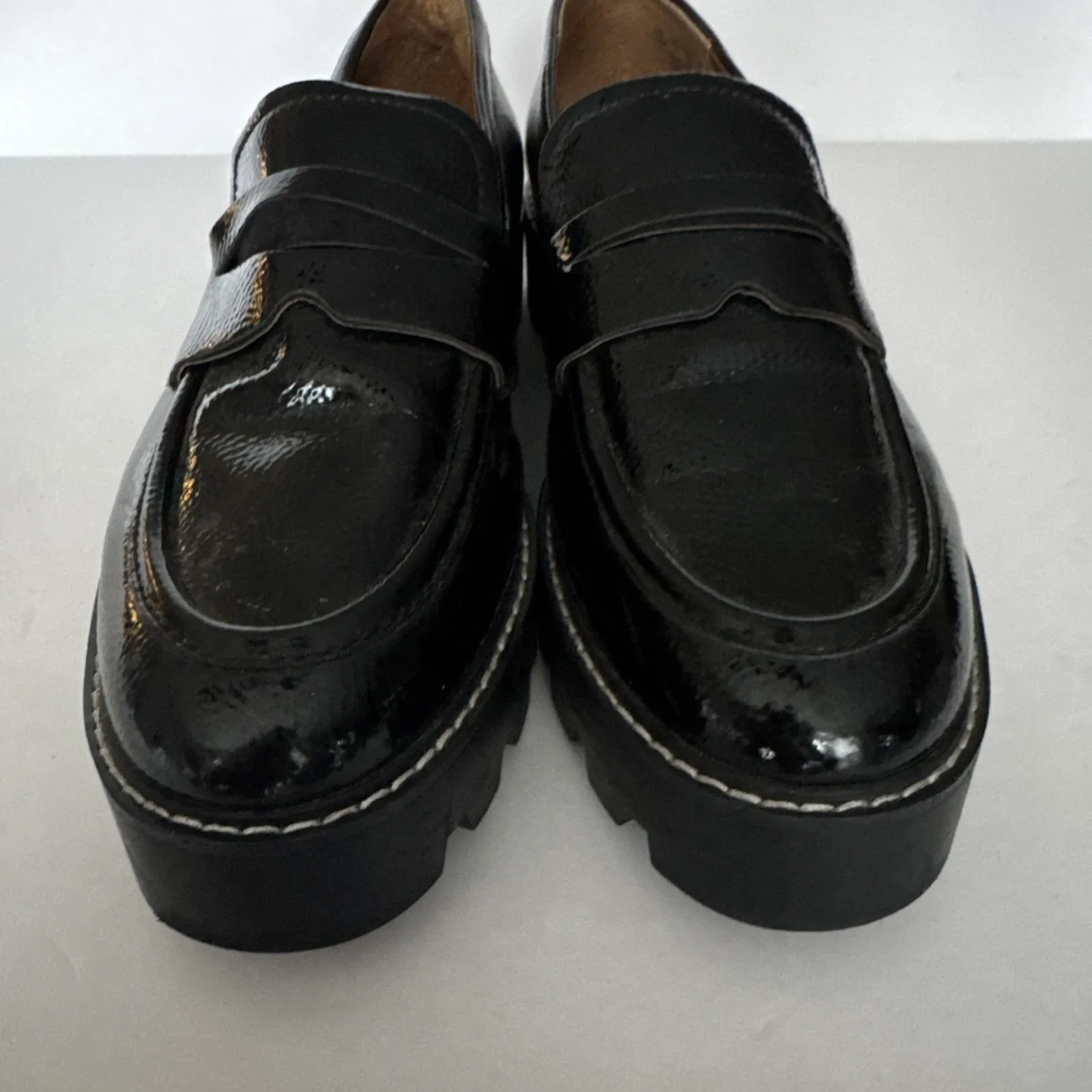 Franco Sarto Bazel Penny Loafers Womens Embossed Faux Patent‎ Leather Black 10 M - Image 3