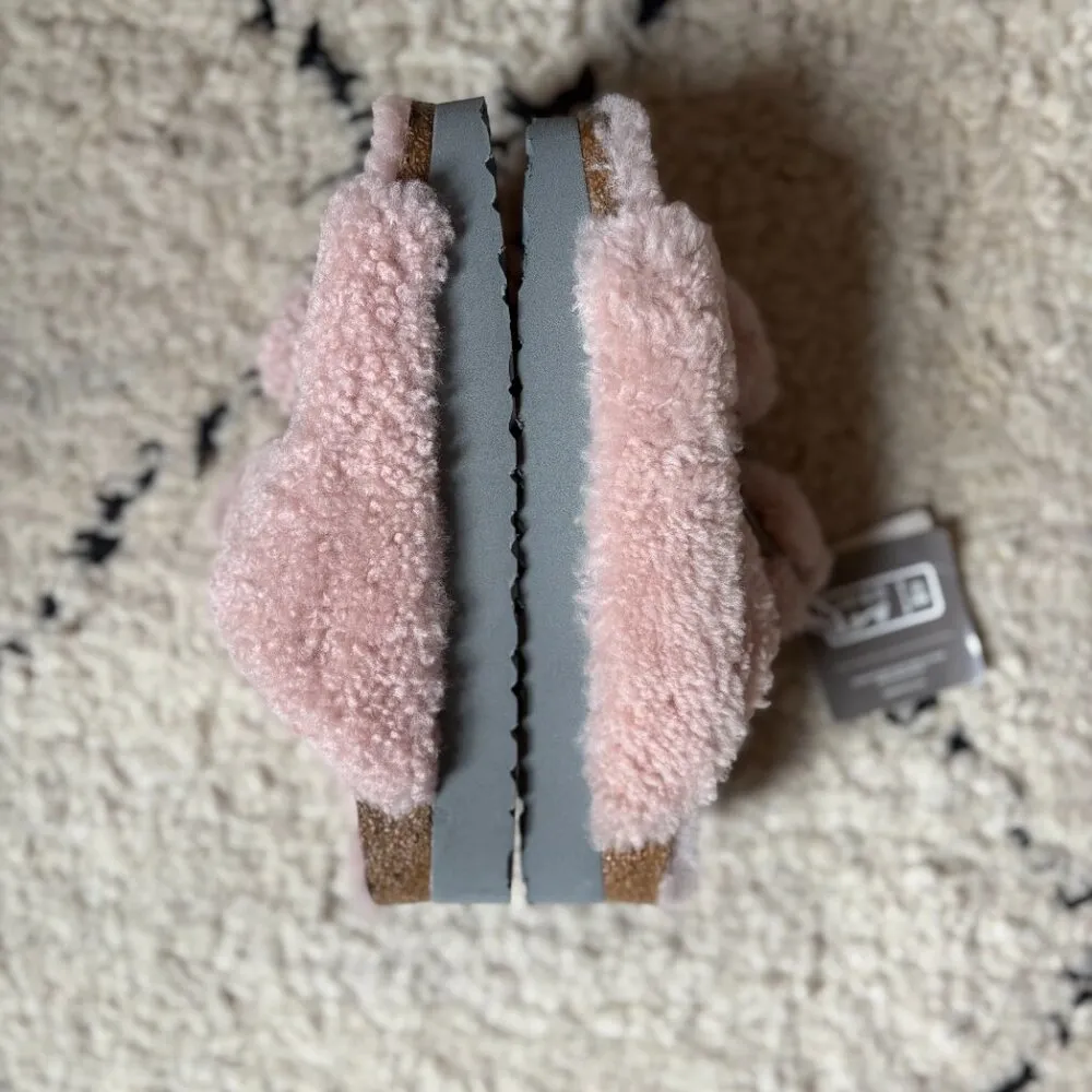 Papillio by Birkenstock Arizona soft pink shearling sandals slippers women's 37 - Image 4